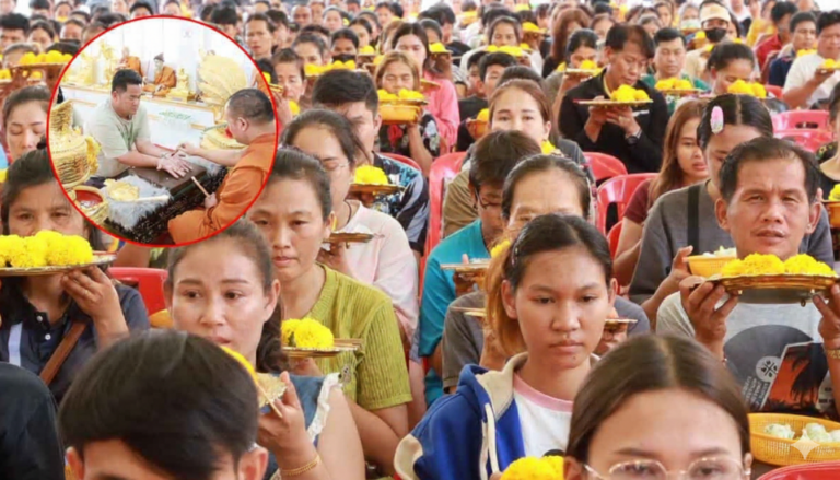 นับพัน แน่นวัดดังชลบุรี แห่เจิมมือ-อาบน้ำมนต์ หวังรับโชคในวันตรุษจีน เผยเลขเด็ด