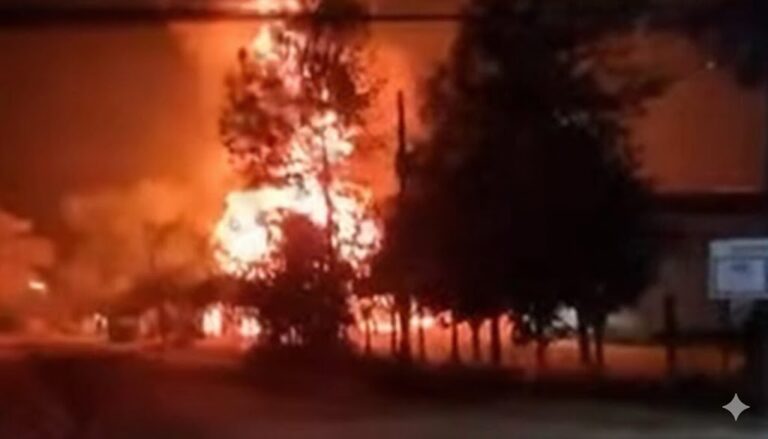 ด่วน! เพลิงไหม้คลังเก็บน้ำมัน ตชด.21 สุรินทร์ รุนแรง มีเสียงระเบิดเป็นระยะ