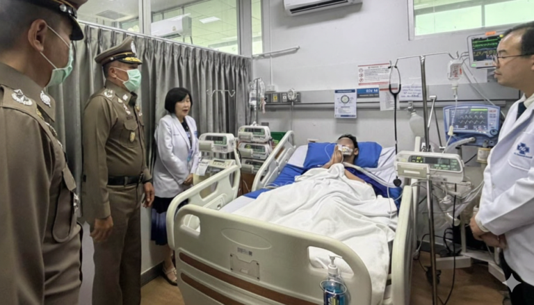 ผบช.ภ.1 รุดเยี่ยมผู้บาดเจ็บ ถูก เสือ ดุสิต ทำร้ายสาหัส สั่งดำเนินคดีทุกข้อหา